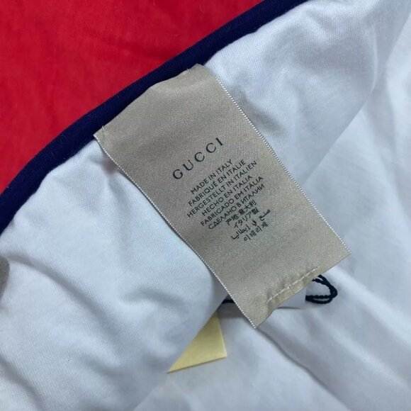 GUCCI 681367 Interior Throw Baby Blanket White/Red x navy x green Unused - Picture 4 of 9